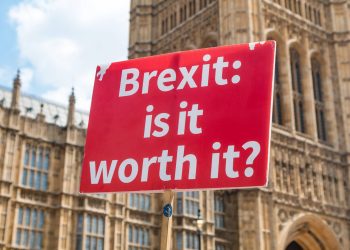 Placard asking if Brexit is worth it